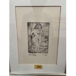 MANNER OF FERNANDO BOTERO. COLOMBIAN Bn. 1932. A standing nude. Bears a signature. Etching 5¼' x 3½'