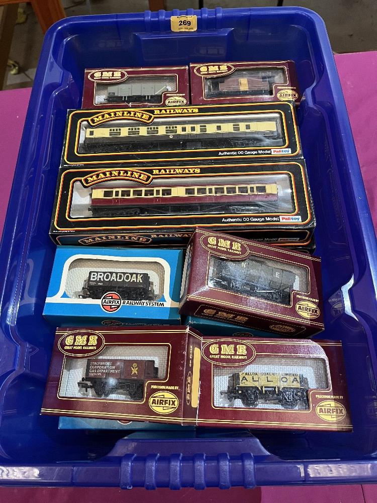 A box of 'OO' gauge rolling stock