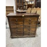 A Victorian mahogany chest of two flights of six drawers. 36' wide