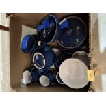 Two boxes of crockery, mostly Denby