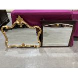 A gilt framed wall mirror, 32' wide and another mirror with bevelled plate