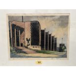 JAMES PRIDDEY. BRITISH 1916-1980 Coventry Cathedral. Signed and inscribed. Coloured etching 11' x