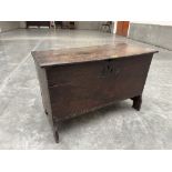 A 17th century oak chip carved boarded chest, the channel moulded lid enclosing a till. 31¼' wide