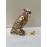 Royal Crown Derby. A Cockatoo paperweight. No. 28/2500 limited edition. Gold Stopper. 5½' high