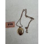 A 9ct locket on necklet chain. The locket 3g, the chain not marked