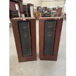 A pair of vintage Jordan Watts floor standing loudspeakers, each with a pair of metal coned drivers.