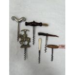 A collection of six corkscrews