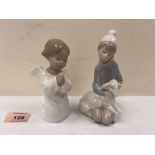 A Lladro angel, 5' high and a Lladro figure, girl with sheep. 5¾' high