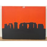 CONTEMPORY SCHOOL Stonehenge silhouette. Acrylic on canvas 23¼' x 31¼'. Unframed
