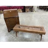 An Edward VII mahogany line inlaid and banded writing bureau, the sloping fall over four drawers