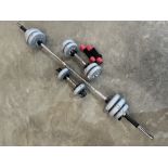 A set of exercise barbell weights