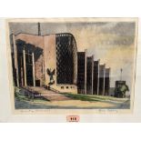 JAMES PRIDDEY. BRITISH 1916-1980 Coventry Cathedral. Signed and inscribed. Coloured etching 11' x