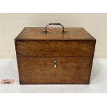 A George IV satinwood tea caddy, with tulipwood banding and boxwood stringing, the lid with