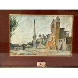 CAFFI. ITALIAN 20TH CENTURY A monastery. Oil on board 7¼' x 11'