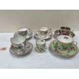 Five 19th century cups and saucers to comprise Spode London shape, c.1819-1833; Spode London