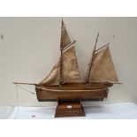 A scratch-built wood model of a two masted brig, The Charlotte Ann of South Shields, the model