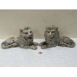 A pair of Oriental crackle glazed lions. 16½' long