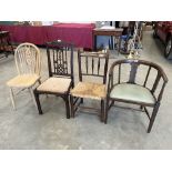 A 'Chinese Chippendale' mahogany chair and three other chairs (4)