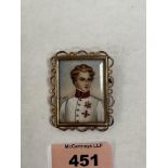 A 19th century French portrait miniature of a young gentleman. Indistinctly signed. Mounted as a