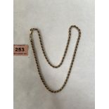 A 9ct rope-twist necklet chain. 21g