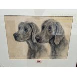 ELIZABETH HARVEY TREHARNE. BRITISH 1918-2002 Study of two hounds. Signed and dated 1976. Graphite on