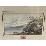 THOMAS MILES RICHARDSON. BRITISH 19TH CENTURY Coastal scene. Signed initials. Watercolour 5¼' x 8½'