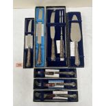 A collection of matching silver handled cutlery. Boxed