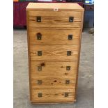 A pine chest of six drawers. 21'w x 43'h