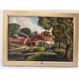 F.S. SMITH. 20TH CENTURY BRITISH NAIVE SCHOOL Farmhouse At Broughton, Stokesley. Signed twice and