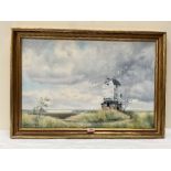 RICHARD BIRD. BRITISH 20TH CENTURY An East Anglian landscape will mill. Signed. Oil on canvas 20'