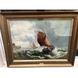 DUTCH SCHOOL. 19TH/20TH CENTURY Shipping on a choppy sea. Indistinctly signed. Oil on board 15' x