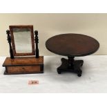 A 19th century miniature mahogany supper table, 8¼' diam; together with a miniature dressing table