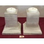 A pair of alabaster altar sticks. 7¼' high