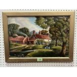 F.S. SMITH. 20TH CENTURY BRITISH NAIVE SCHOOL Farmhouse At Broughton, Stokesley. Signed twice and