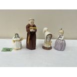 Four Royal Worcester candle snuffers, viz a monk, Young Girl, French Cook and Hush