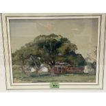 ATTRIB: ALFRED T. CLINT. (AUSTRALIAN 1879-1936) A farmstead. Signed. Watercolour 10' x 12¾'