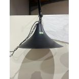 An Emporio Arts black painted metal hanging lamp. 19½' diam.