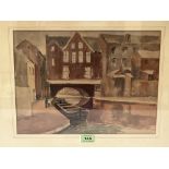 C.W. JONES. BRITISH 20TH CENTURY A canal and industrial buildings. Signed. Watercolour 10½' x 14'