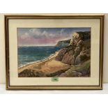 MICHAEL CRAWLEY. BRITISH CONTEMPORY North Devon Coast. Signed. Inscribed verso. Watercolour 10½' x