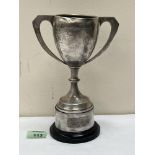 A George VI silver trophy cup for clay pigeon shooting. Engraved, Birmingham 1938. 9' high. 7ozs