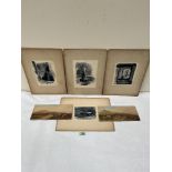 Four 19th century mounted architectural watercolour drawings en-grisaille, together with a pair of