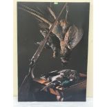 CHRISTIAN SCHWETZ. BRITISH 1967-2022 Dead game with shotgun. Photographic print on canvas paper.