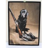 CHRISTIAN SCHWETZ. BRITISH 1967-2022 Black labrador with shotgun and dead game. Photographic print