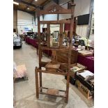 A 1920s oak hallstand with glove box and bevelled plate. 77' high