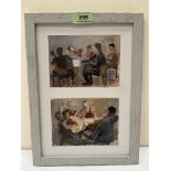 ENGLISH SCHOOL. 20TH CENTURY A string quintet. A pair, single framed. Oil on paper 4¼' x 5¾'