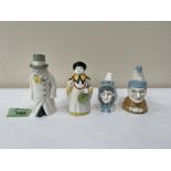 Four Royal Worcester candle snuffers, viz Budge; Punch; Mandarin and Mrs Caudle