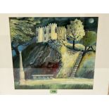 JUDITH MOY. BRITISH 1927-2016 Sham Castle, Acton Burnell. Signed. Acrylics 14' x 16'