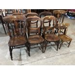 Five Victorian balloon-back side chairs and three other chairs (8)