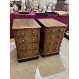 A pai of Victorian walnut cabinets with later oak tops. Adapted from desk pedestals. 29' high