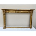 A William IV giltwood and gesso overmantle frame moulded with lappetted half pilasters. 59'w x 35'h.